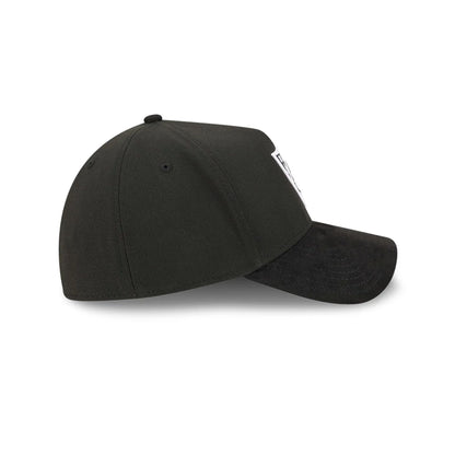Pictured is this NFL Suede Las Vegas Raiders 39THIRTY A-Frame Stretch Fit cap in Black. 6