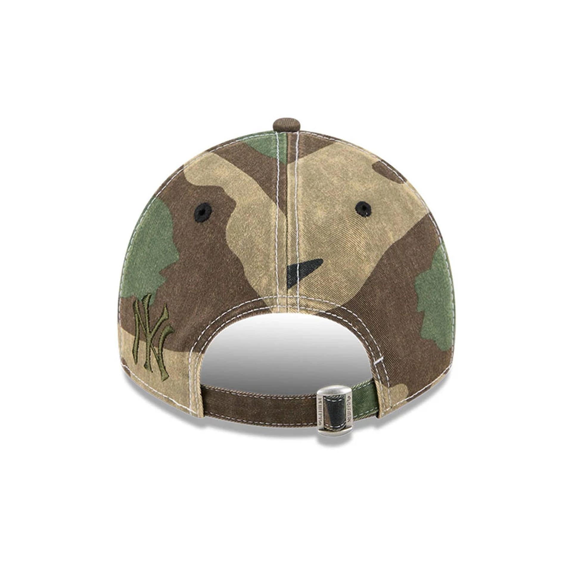Pictured is this MLB Washed Camo New York Yankees 9TWENTY cap in open green. 4