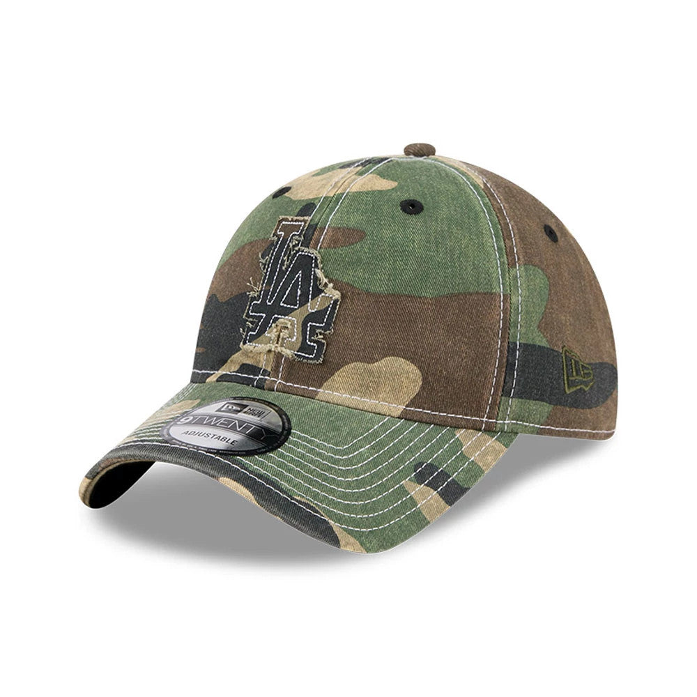 Pictured is this MLB Washed Camo LA Dodgers 9TWENTY cap in open green. 1