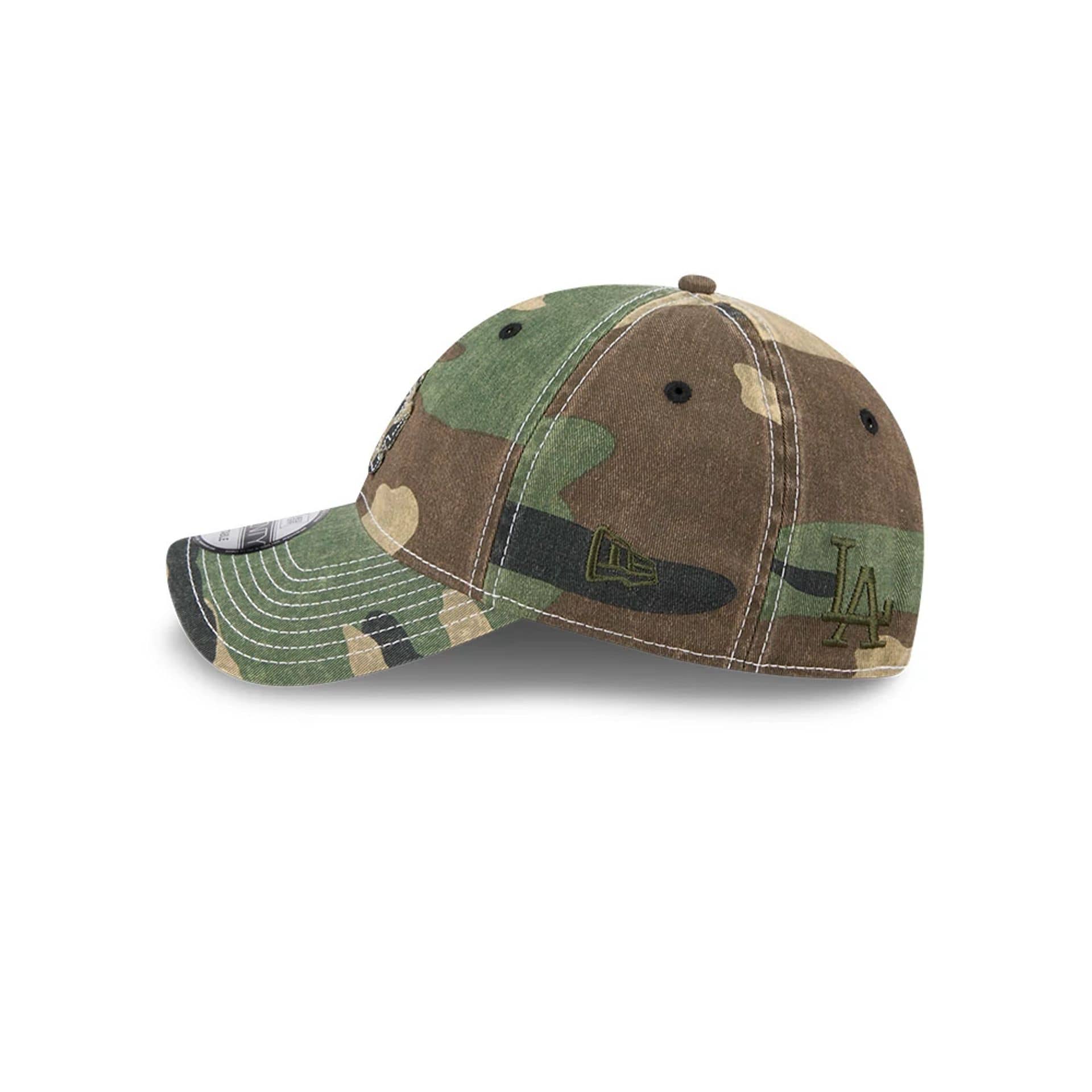 Pictured is this MLB Washed Camo LA Dodgers 9TWENTY cap in open green. 5