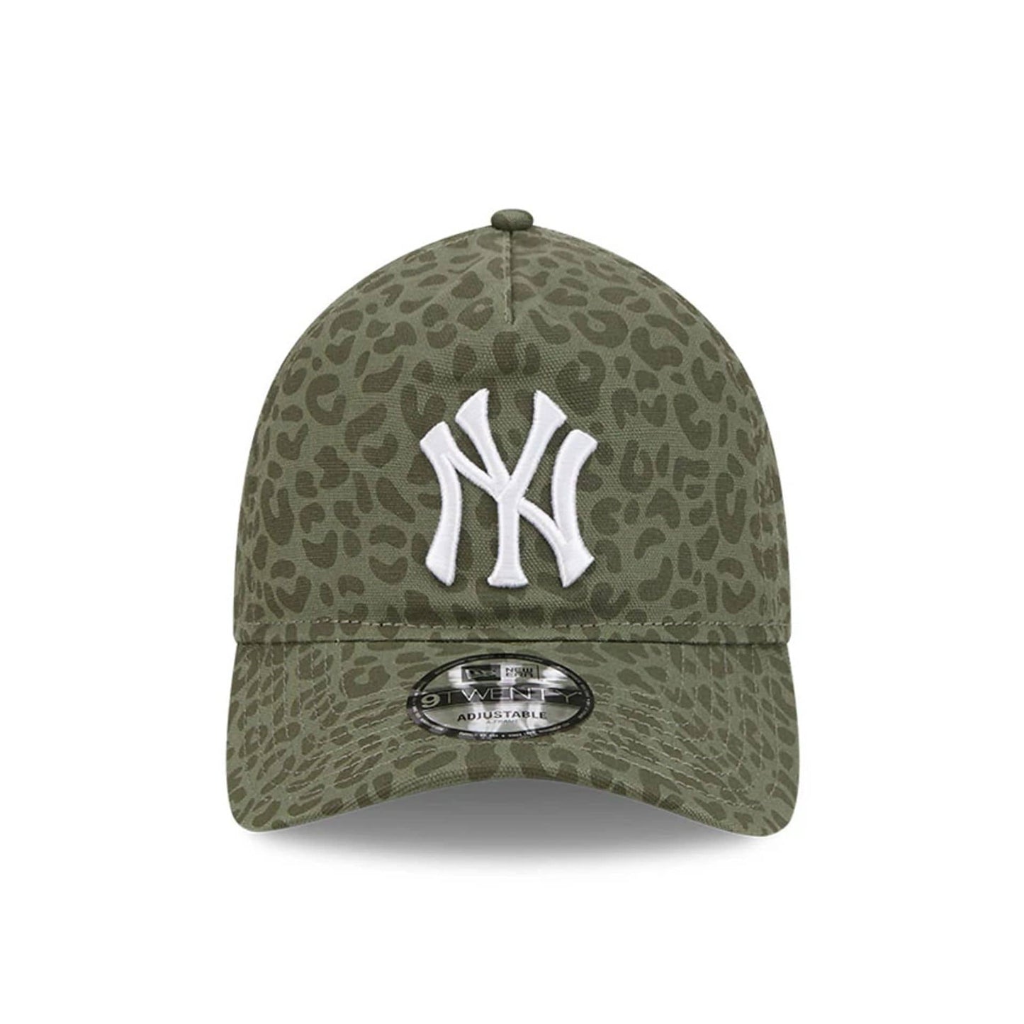 Pictured is this MLB Leopard New York Yankees 9TWENTY A-Frame cap in green. 2