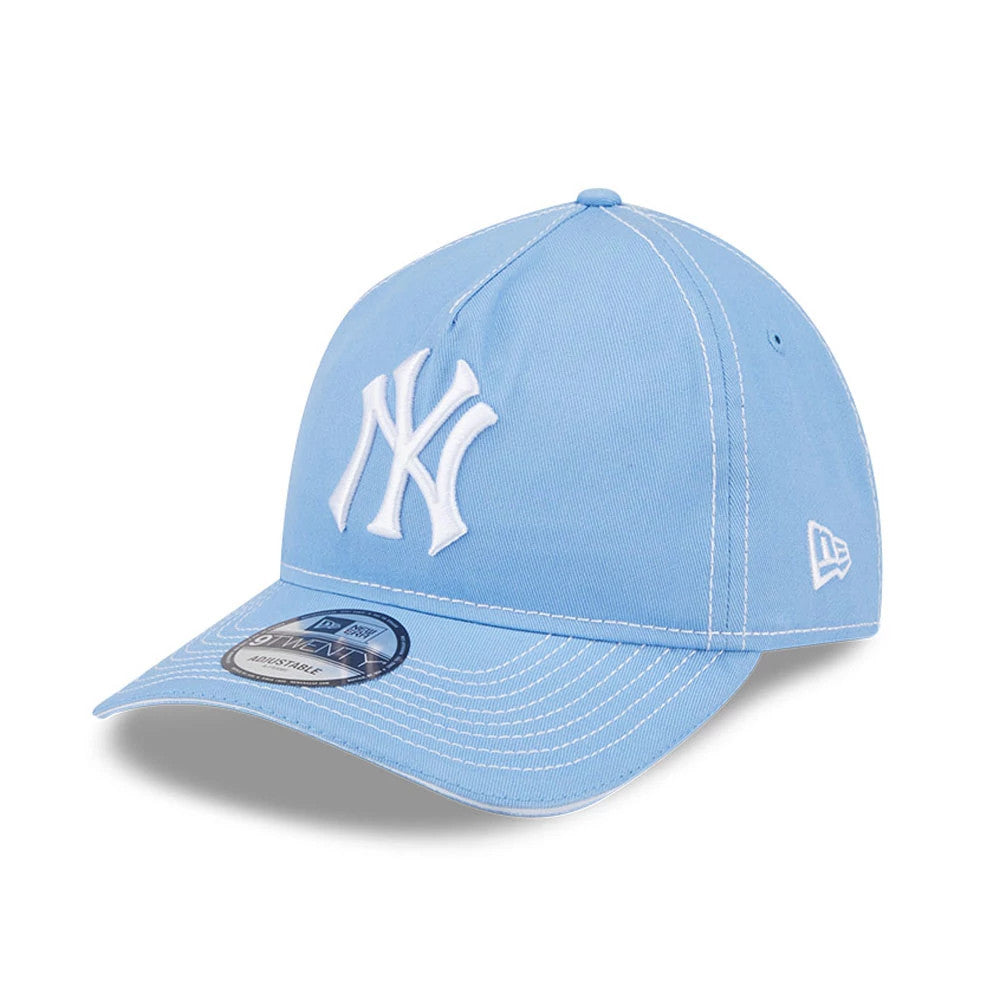 Pictured is this MLB Contrast New York Yankees 9TWENTY A-Frame cap in pastel blue. 1