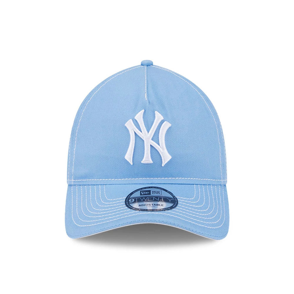 Pictured is this MLB Contrast New York Yankees 9TWENTY A-Frame cap in pastel blue. 2