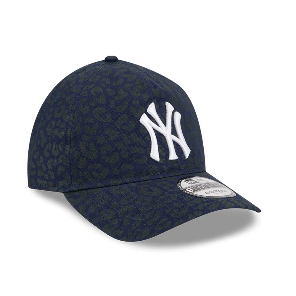 Pictured is this MLB Leopard New York Yankees 9TWENTY A-Frame cap in dark blue. 3