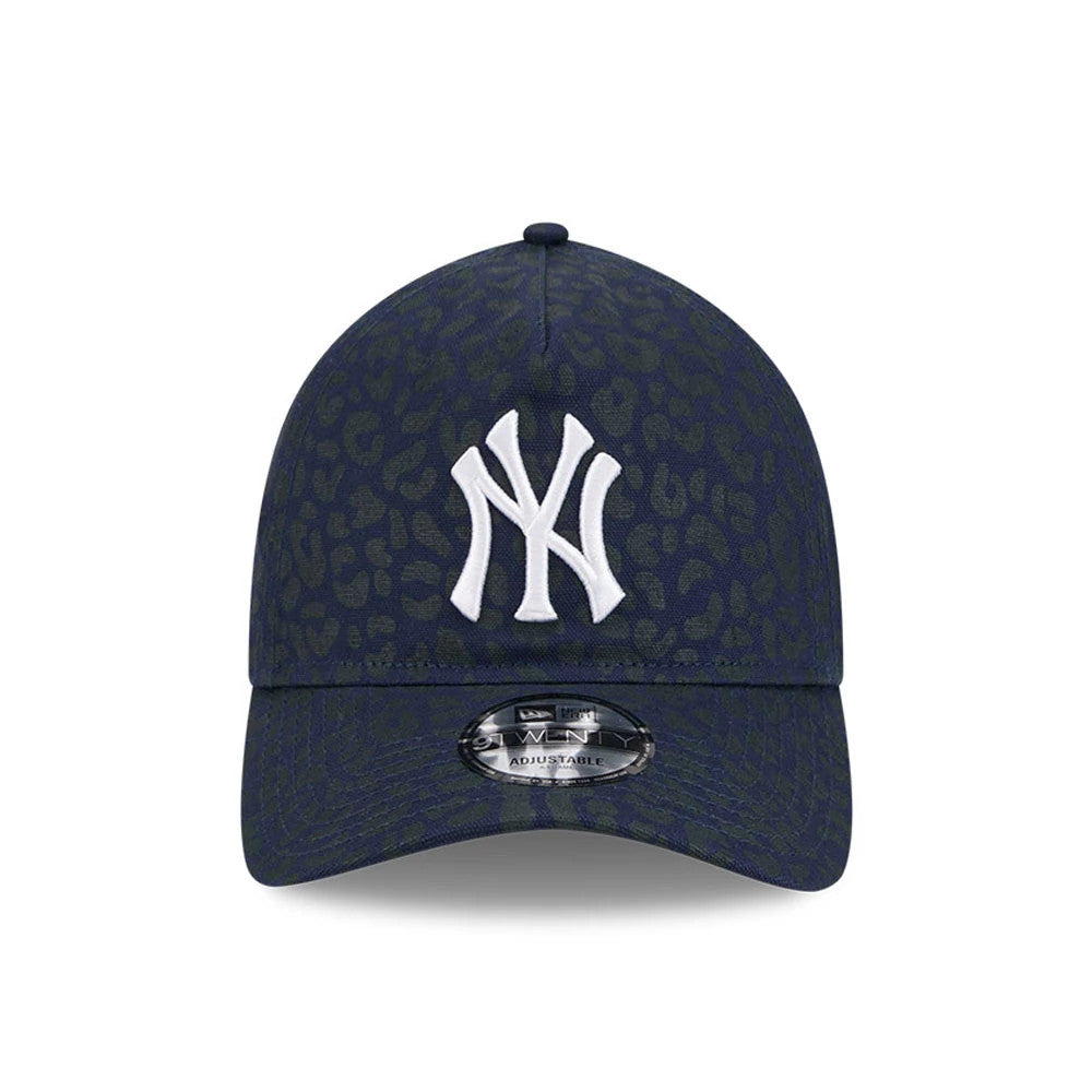 Pictured is this MLB Leopard New York Yankees 9TWENTY A-Frame cap in dark blue. 2