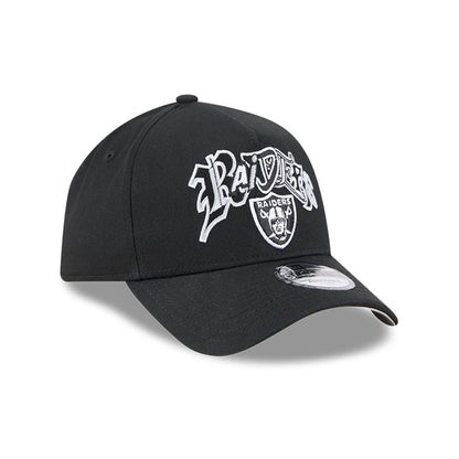 Pictured is this NBA Multi Letter Las Vegas Raiders 9FORTY A-Frame cap in black. 4