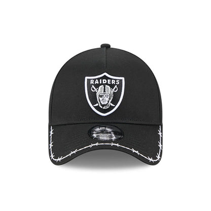 Pictured is this NFL Barb Visor Las Vegas Raiders 9FORTY A-Frame cap in black. 3