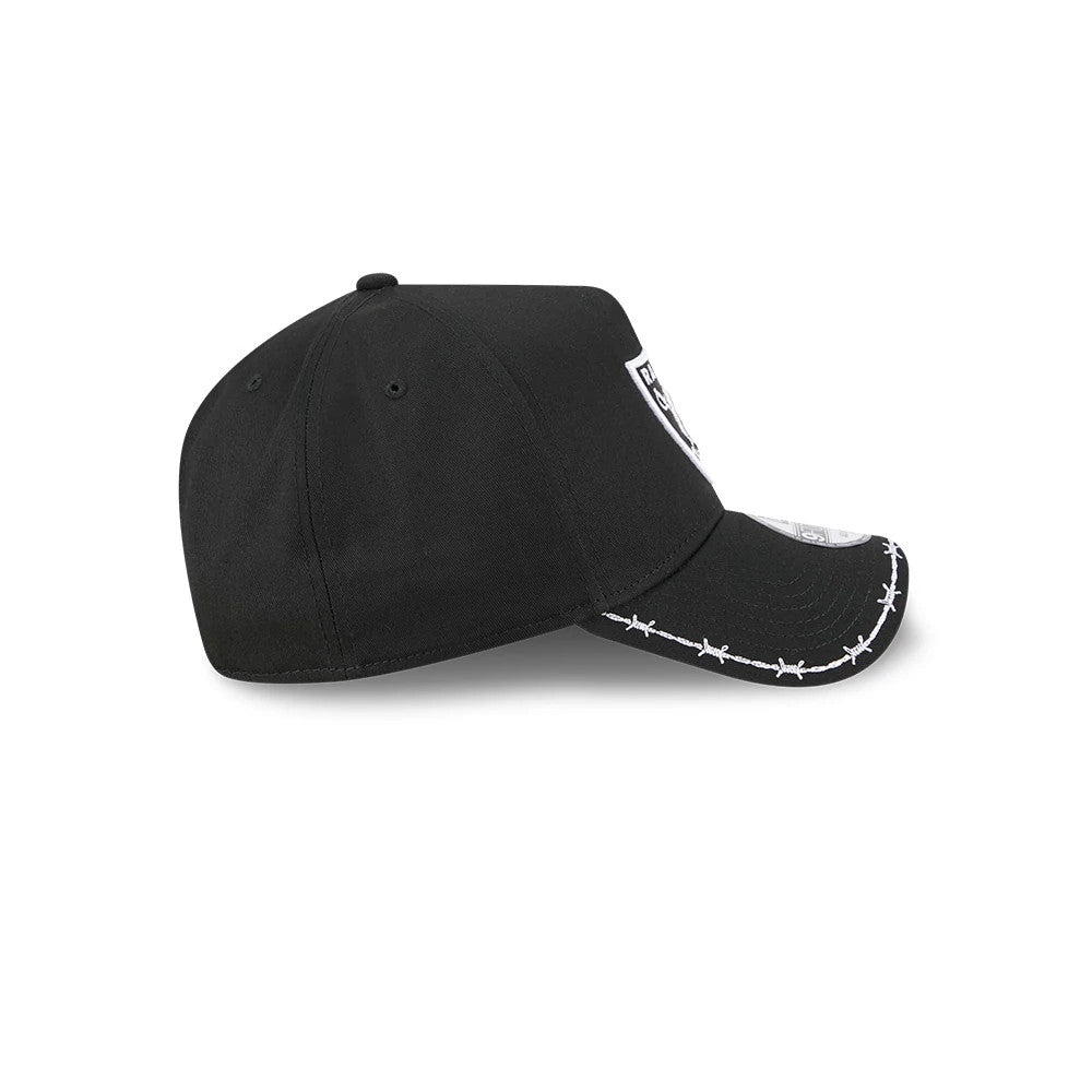Pictured is this NFL Barb Visor Las Vegas Raiders 9FORTY A-Frame cap in black. 6