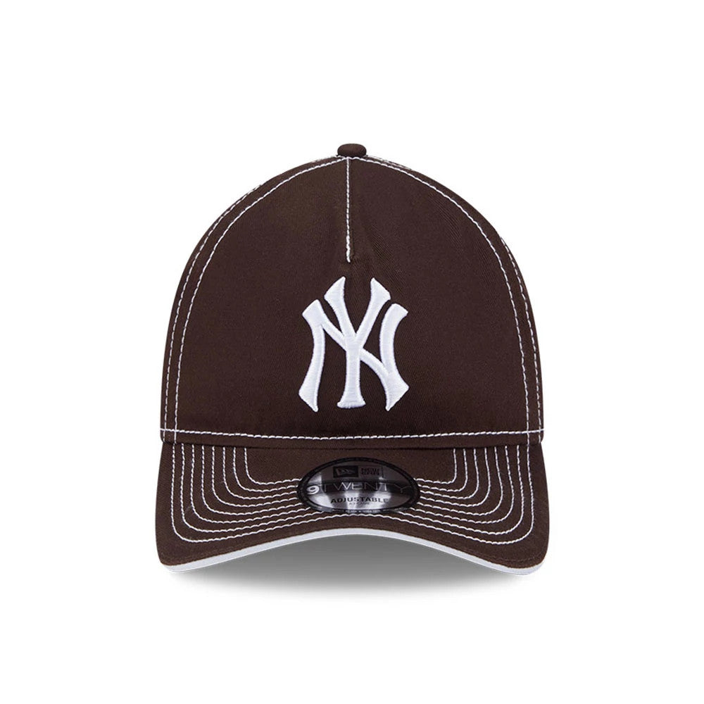 Pictured is this MLB Contrast New York Yankees 9TWENTY A-Frame cap in dark brown. 2