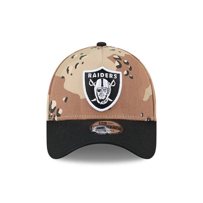Pictured is this NFL Desert 2 Tone Las Vegas Raiders 9FORTY A-Frame cap in beige. 3