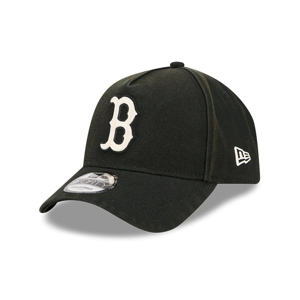 Pictured is this MLB Washed Canvas Boston Red Sox 9FORTY A-Frame cap in black. 1