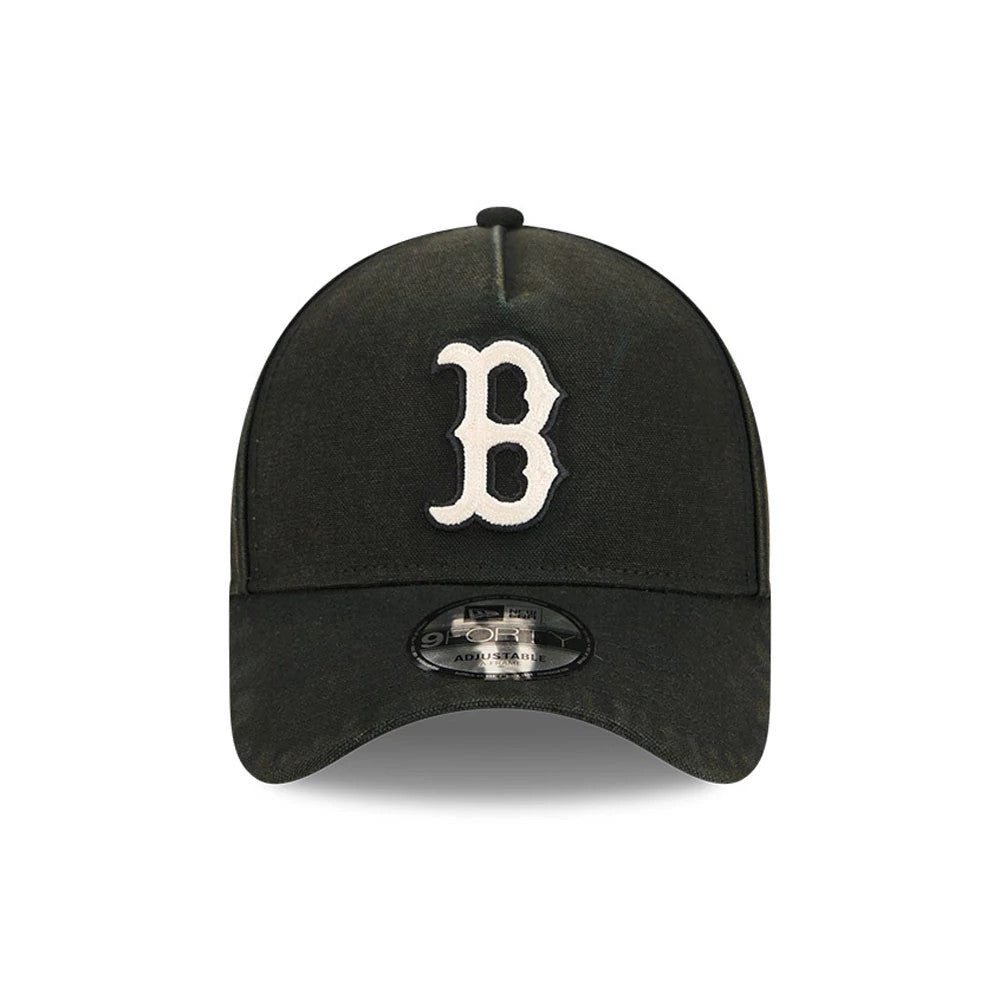 Pictured is this MLB Washed Canvas Boston Red Sox 9FORTY A-Frame cap in black. 2