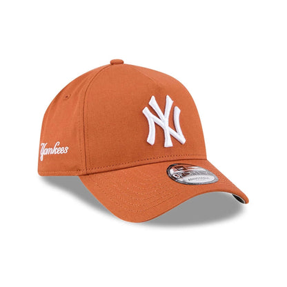 Pictured is this MLB Autumn Mix New York Yankees 9FORTY A-Frame cap in Brown. 1
