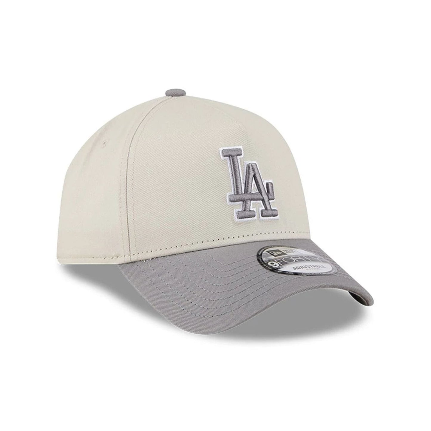 Pictured is this MLB Stone Storm LA Dodgers 9FORTY A-Frame cap in light beige. 3