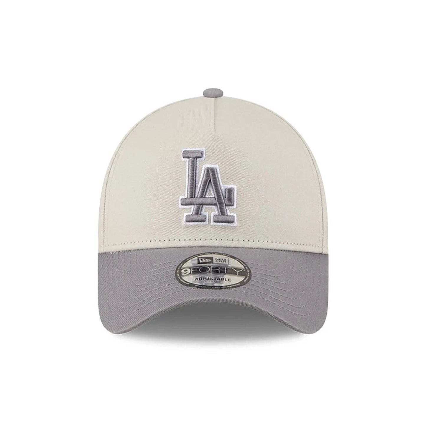 Pictured is this MLB Stone Storm LA Dodgers 9FORTY A-Frame cap in light beige. 2