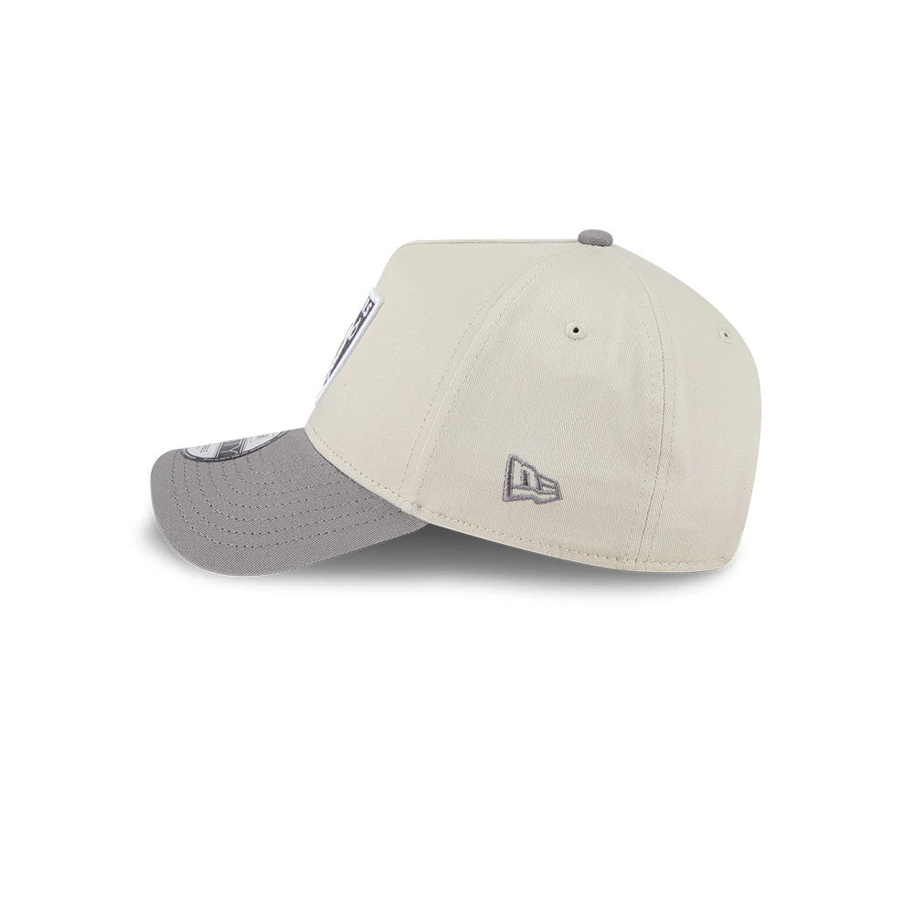Pictured is this NFL Stone Storm Las Vegas Raiders 9FORTY A-Frame cap in light beige. 4