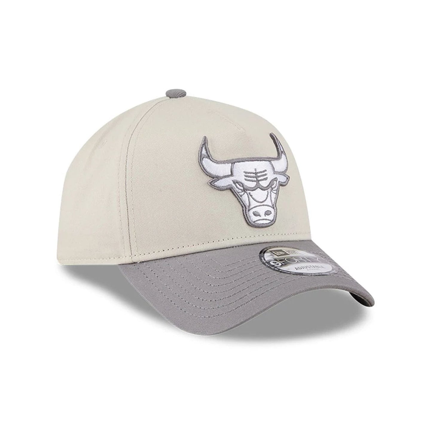 Pictured is this NBA Stone Storm Chicago Bulls 9FORTY A-Frame cap in light beige. 3