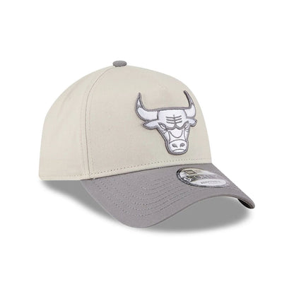 Pictured is this NBA Stone Storm Chicago Bulls 9FORTY A-Frame cap in light beige. 3