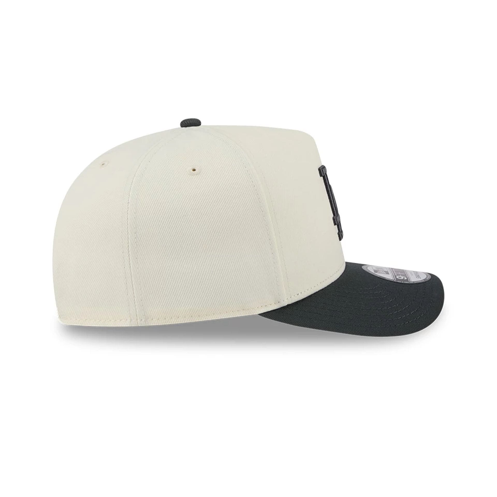 Pictured is this MLB Chrome LA Dodgers 9FIFTY A-Frame Snapback cap in cream. 6