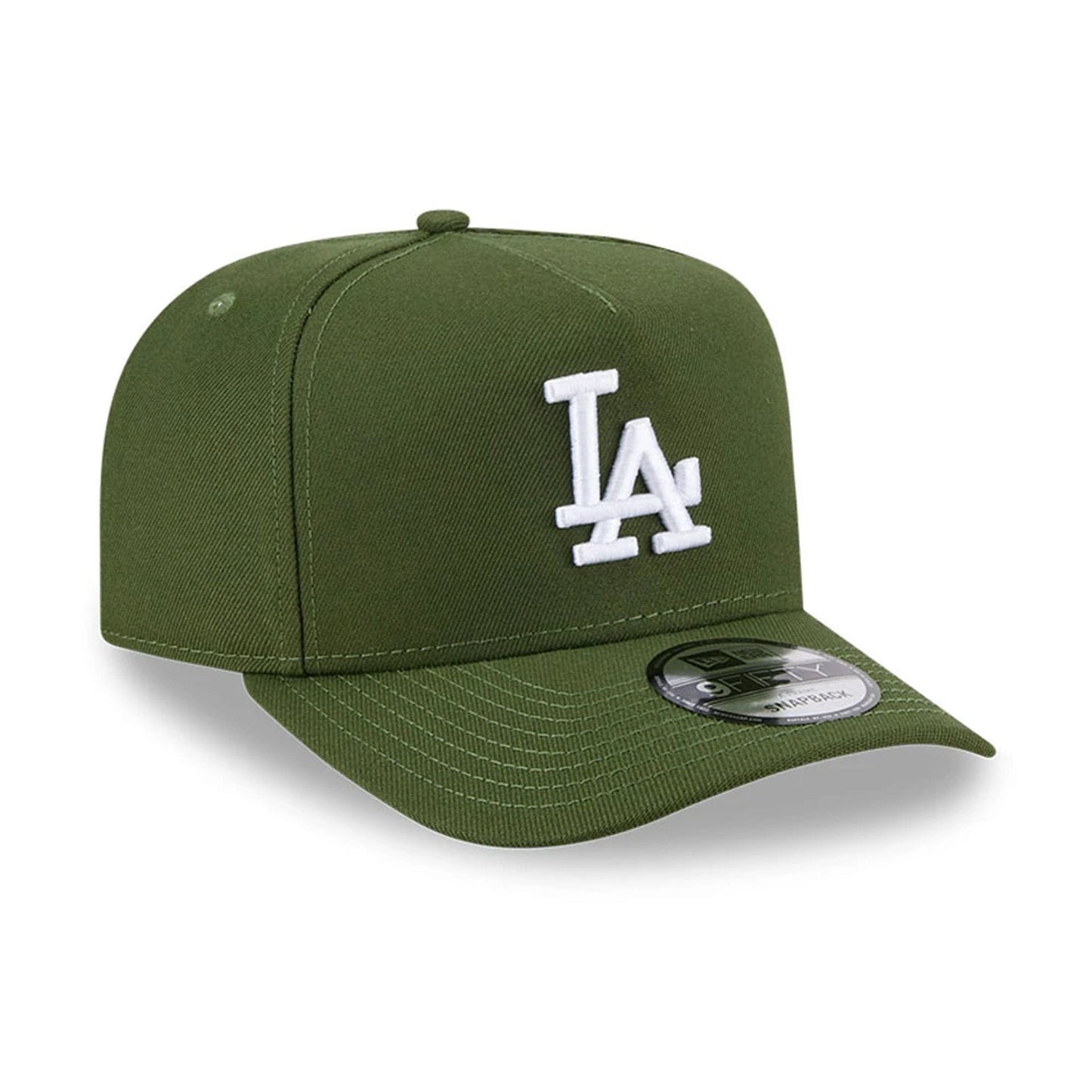 Pictured is this MLB Rifle Green LA Dodgers 9FIFTY A-Frame Snapback cap in dark green. 4