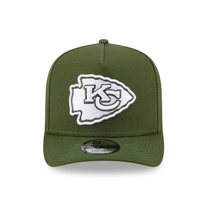 Pictured is this NFL Rifle Green Kansas City Chiefs 9FIFTY A-Frame Snapback cap in dark green. 3