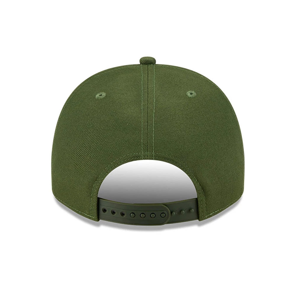 Pictured is this NFL Rifle Green Las Vegas Raiders 9FIFTY A-Frame Snapback cap in dark green. 7