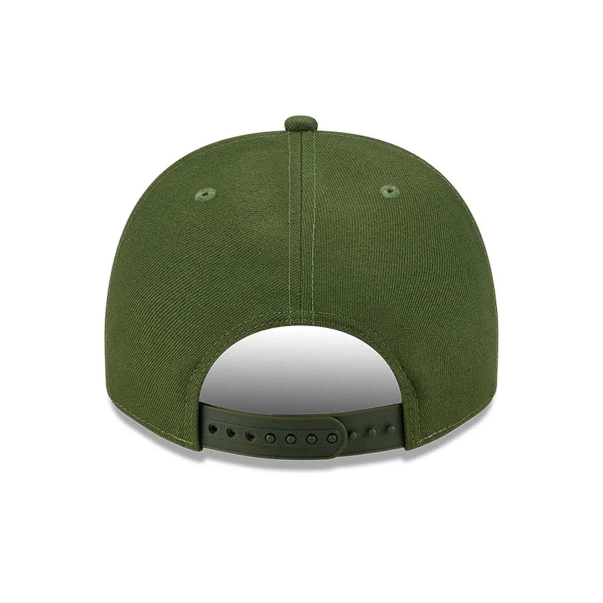 Pictured is this NFL Rifle Green Las Vegas Raiders 9FIFTY A-Frame Snapback cap in dark green. 7