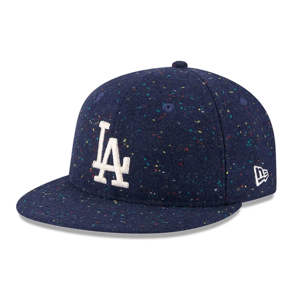 Pictured is this MLB Speckled Wool LA Dodgers Retro Crown 9FIFTY cap in open blue. 1