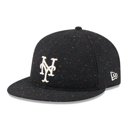 Pictured is this MLB Speckled Wool New York Mets Retro Crown 9FIFTY cap in black. 1