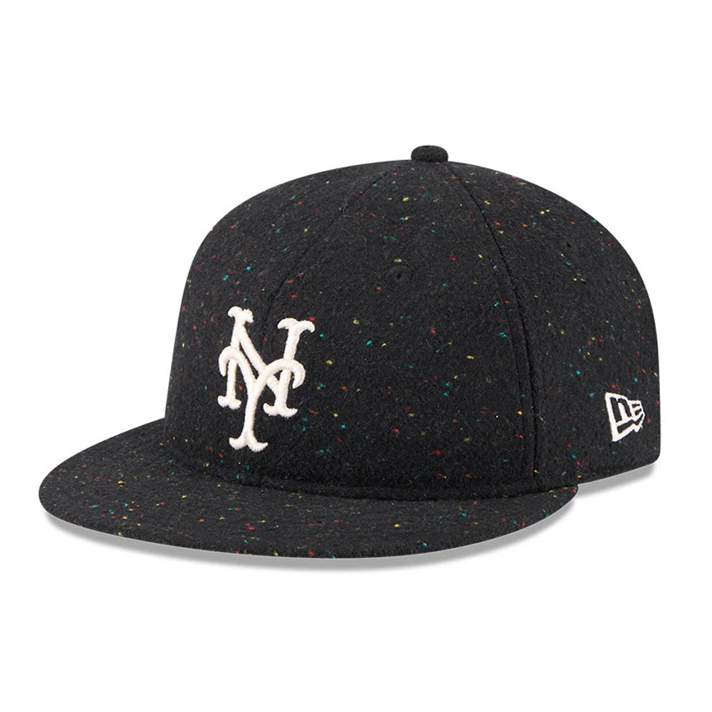 Pictured is this MLB Speckled Wool New York Mets Retro Crown 9FIFTY cap in black. 1
