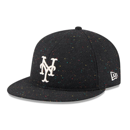 Pictured is this MLB Speckled Wool New York Mets Retro Crown 9FIFTY cap in black. 1