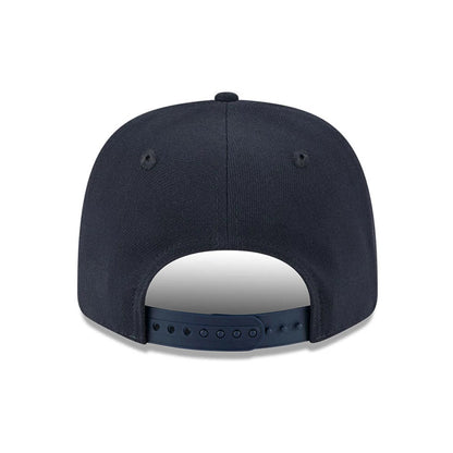 New York Yankees MLB Navy New Era 9SEVENTY Stretch Snap Adjustable Cap, rear view showing the clean navy back panels with a matching snap closure and embroidered eyelets for comfort.