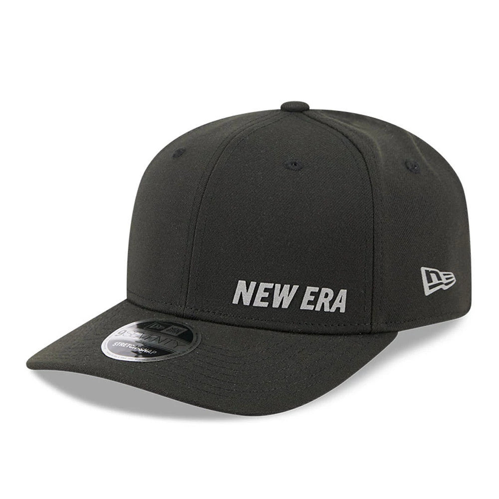 Pictured is this New Era Flawless 9SEVENTY Stretch Snap cap in black. 1
