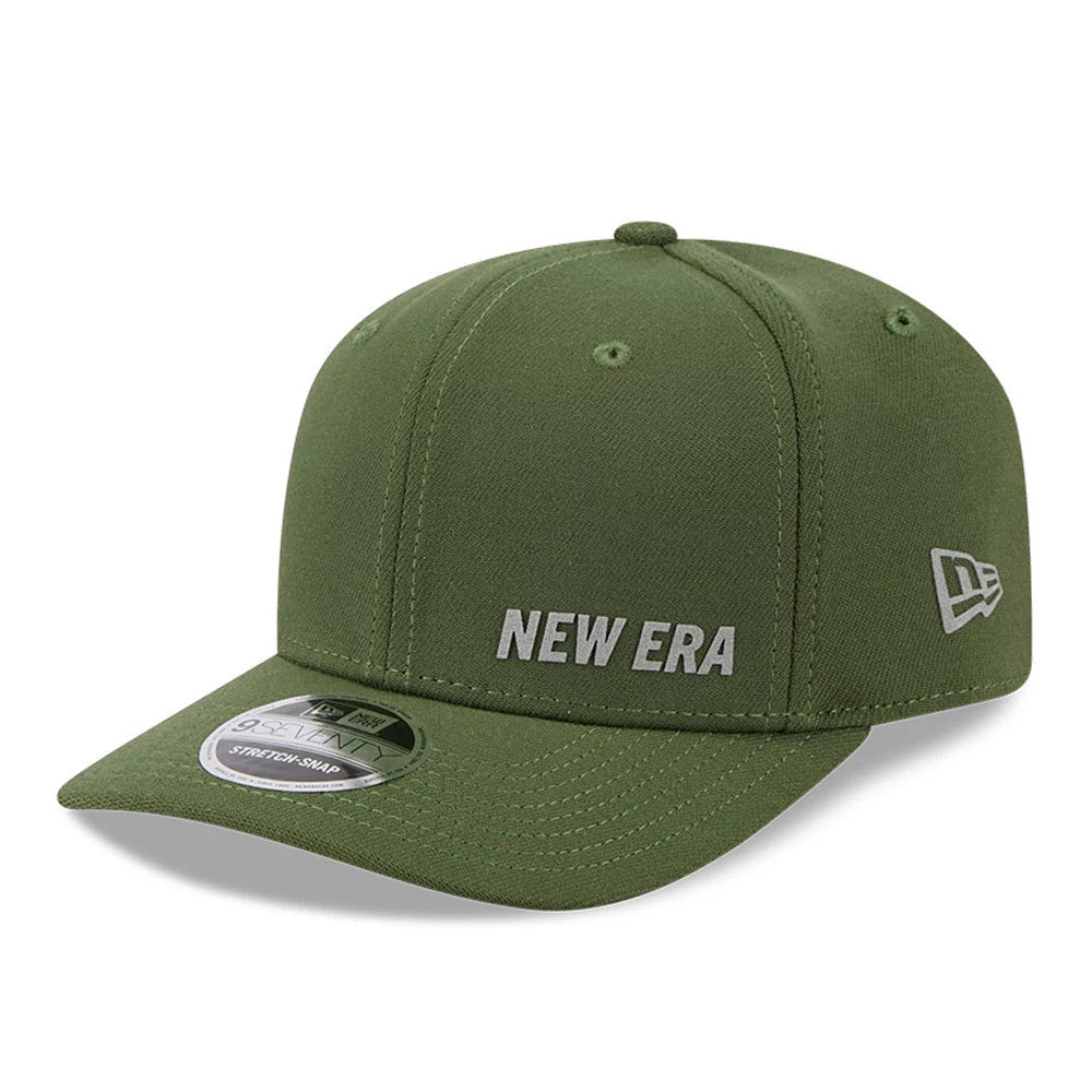 Pictured is this New Era Flawless 9SEVENTY Stretch Snap cap in dark green. 1