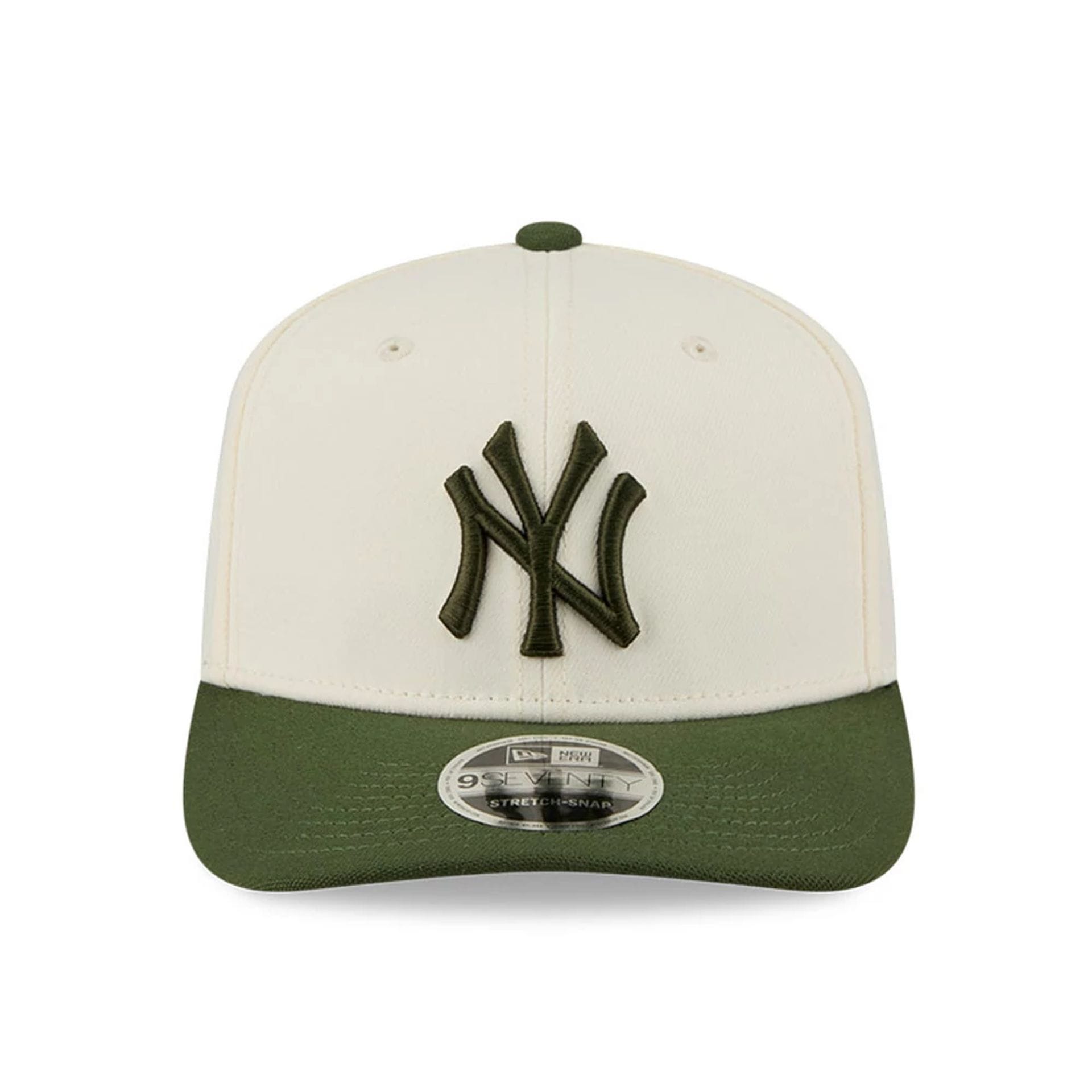 Pictured is this MLB Rifle Green New York Yankees 9SEVENTY Stretch Snap cap in white. 3