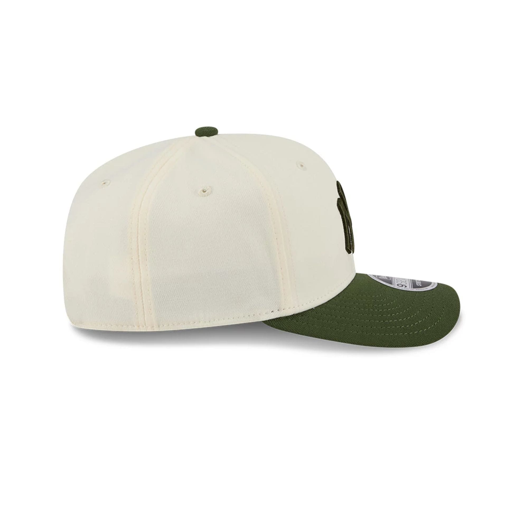 Pictured is this MLB Rifle Green New York Yankees 9SEVENTY Stretch Snap cap in white. 6