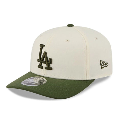 Pictured is this MLB Rifle Green LA Dodgers 9SEVENTY Stretch Snap cap in white. 1