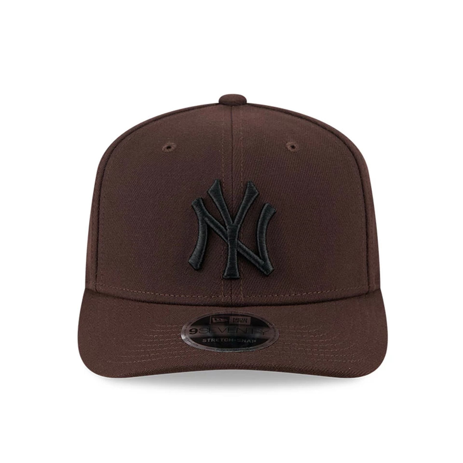 Pictured is this MLB New York Yankees 9SEVENTY Stretch Snap cap in dark brown. 2