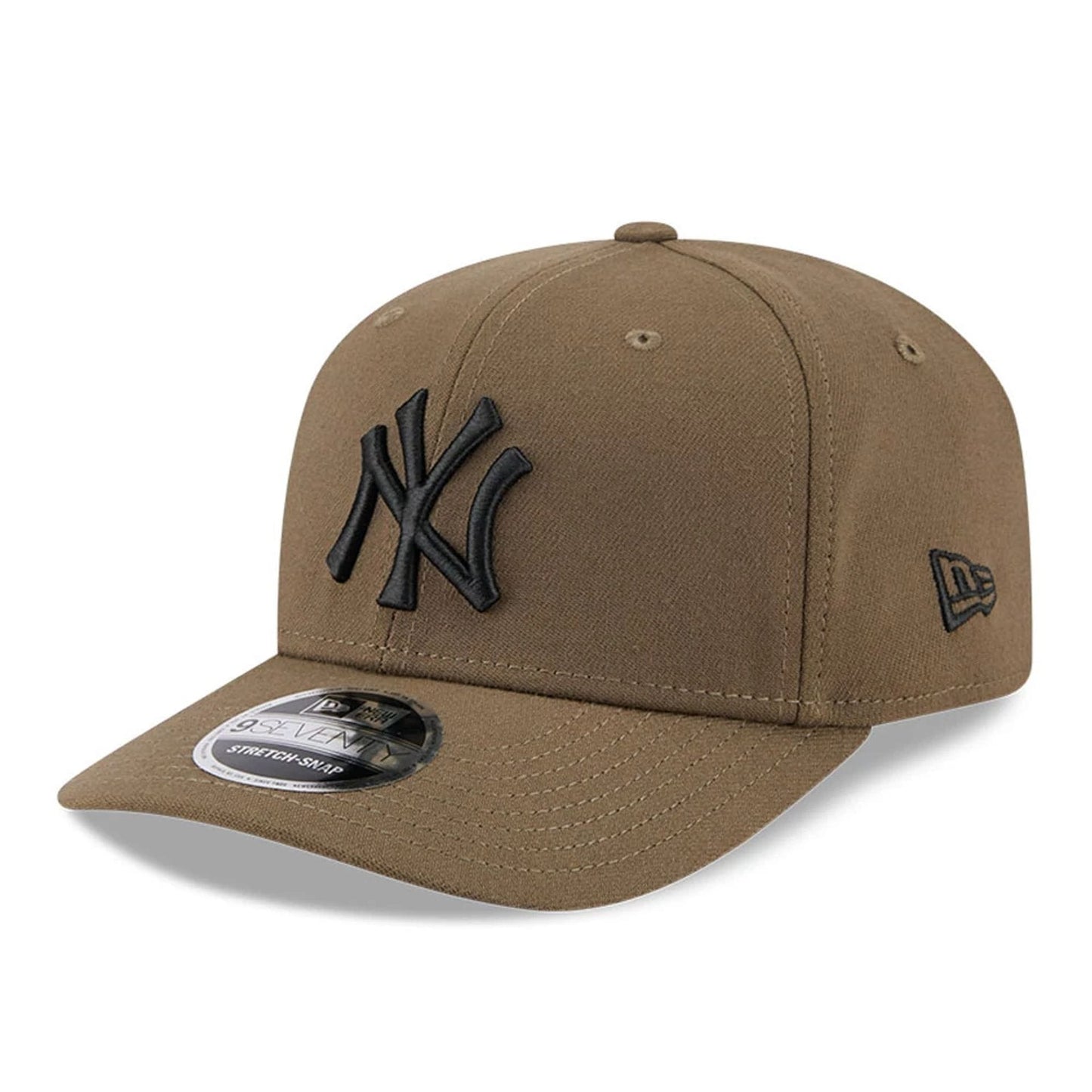 Pictured is this MLB New York Yankees 9SEVENTY Stretch Snap cap in brown. 1