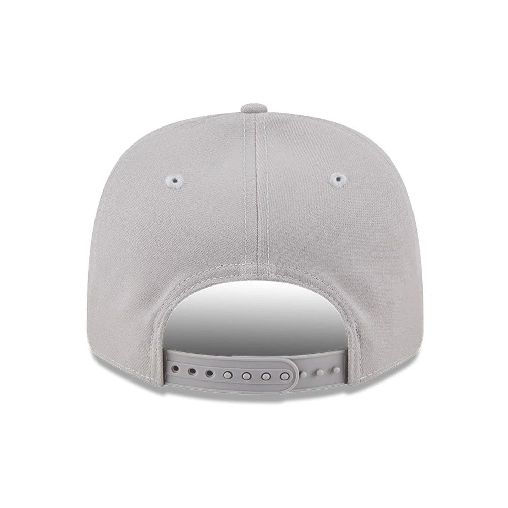 Pictured is this MLB Script LA Dodgers 9SEVENTY Stretch Snap cap in grey. 6