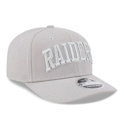 Pictured is this NFL Script Las Vegas Raiders 9SEVENTY Stretch Snap cap in grey. 3