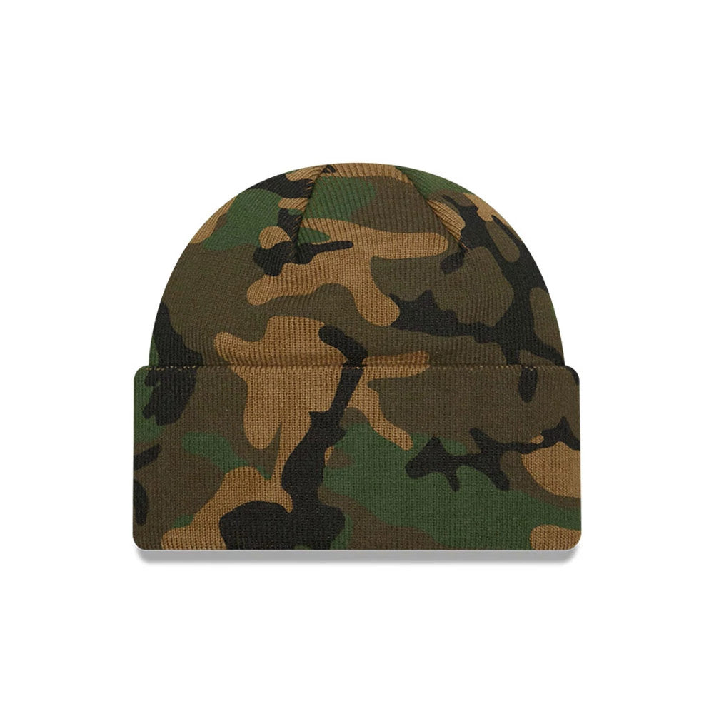 Pictured is this MLB Camo New York Yankees Cuff Knit Beanie cap in green. 3