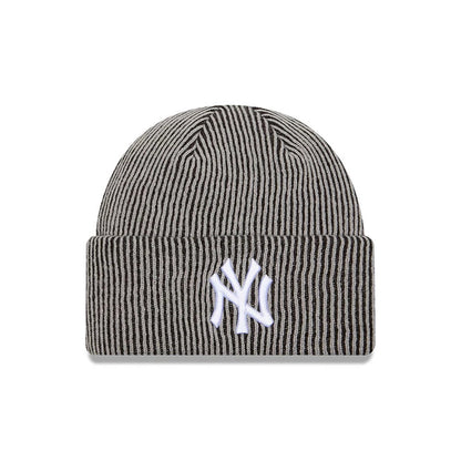 Pictured is this MLB Rib New York Yankees Cuff Knit Beanie hat in grey. 1