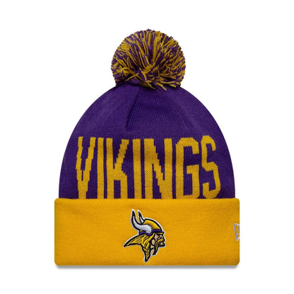 This is a Minnesota Vikings NFL International Series Games London 2025 Purple Cuff knit Beanie Hat 1