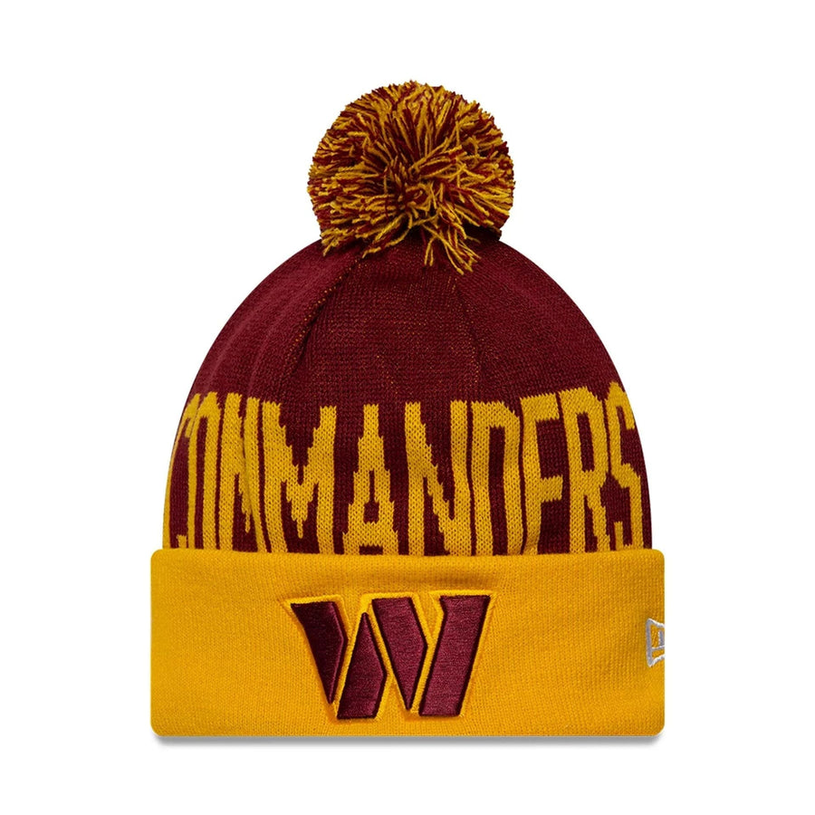 This is a Washington Commanders NFL International Series Games Madrid 2025 Dark Red Cuff knit Beanie Hat 1