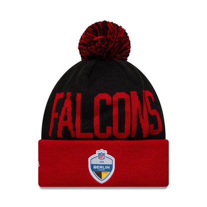 This is a Atlanta Falcons NFL International Series Games Berlin 2025 Black Cuff knit Beanie Hat 2
