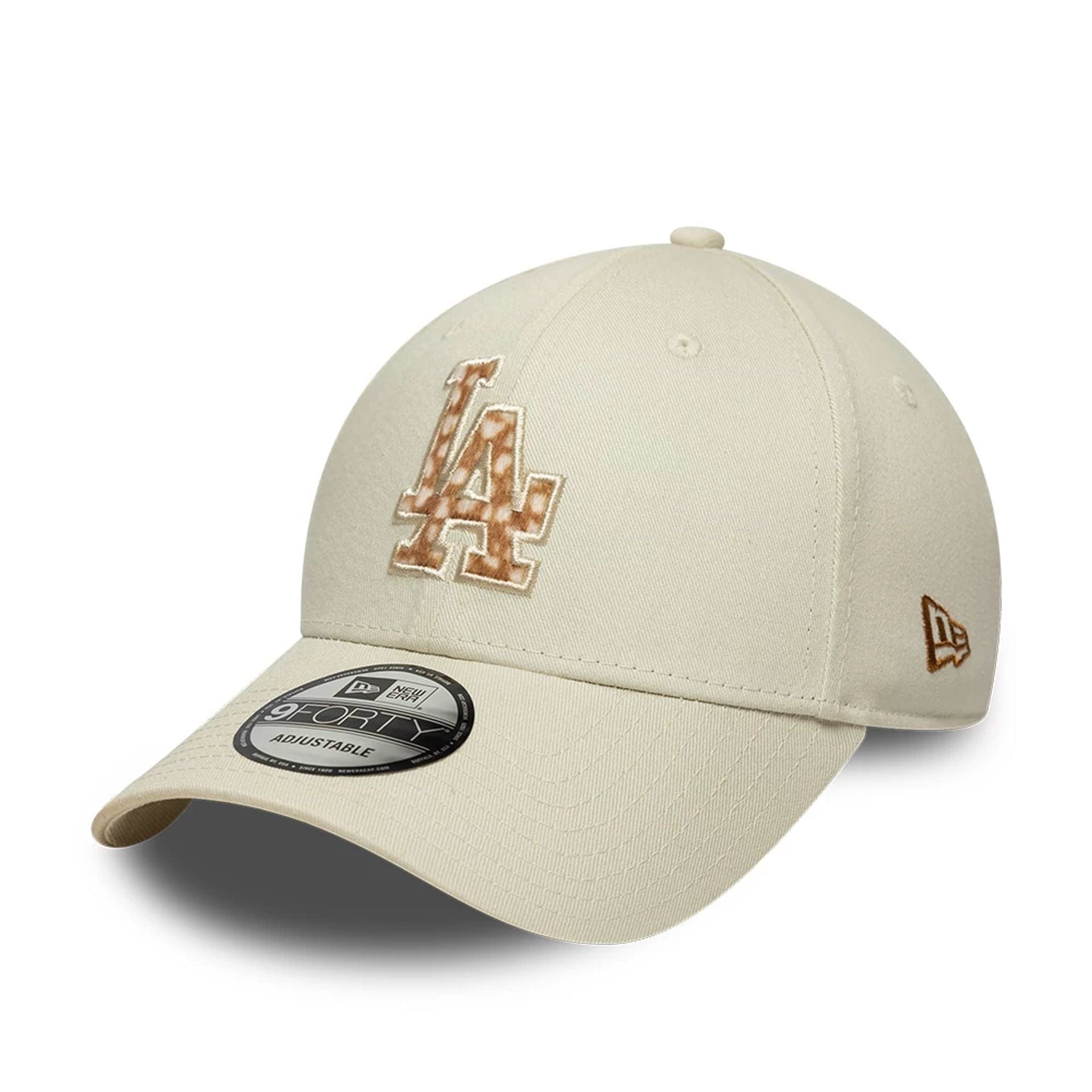 This is a LA Dodgers Animal Print Cream 9FORTY Adjustable Cap 1