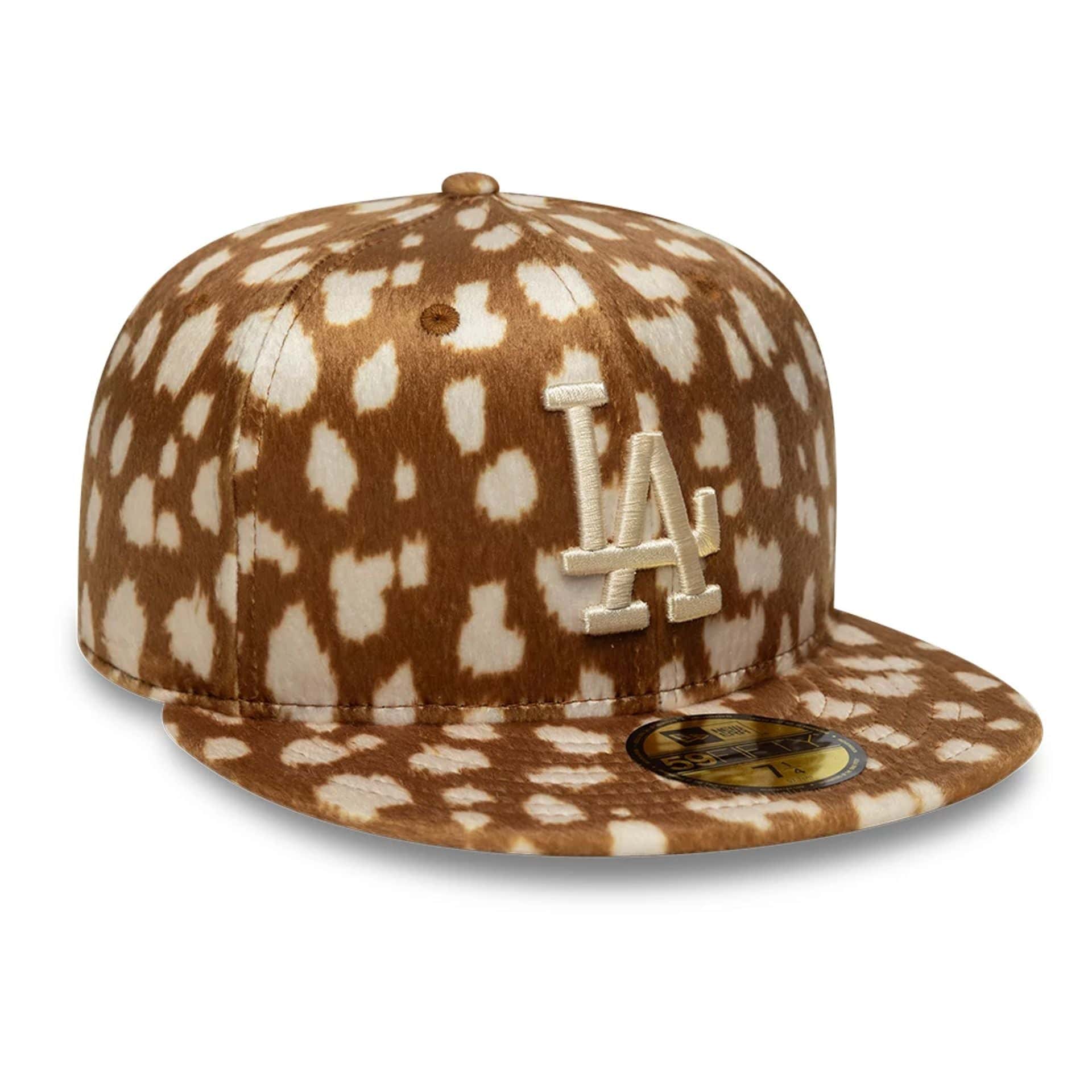 This is a LA Dodgers Animal Print Dark Beige 59FIFTY Fitted Cap 3