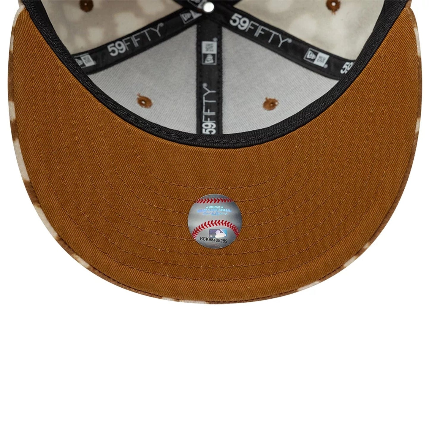 This is a LA Dodgers Animal Print Dark Beige 59FIFTY Fitted Cap 7