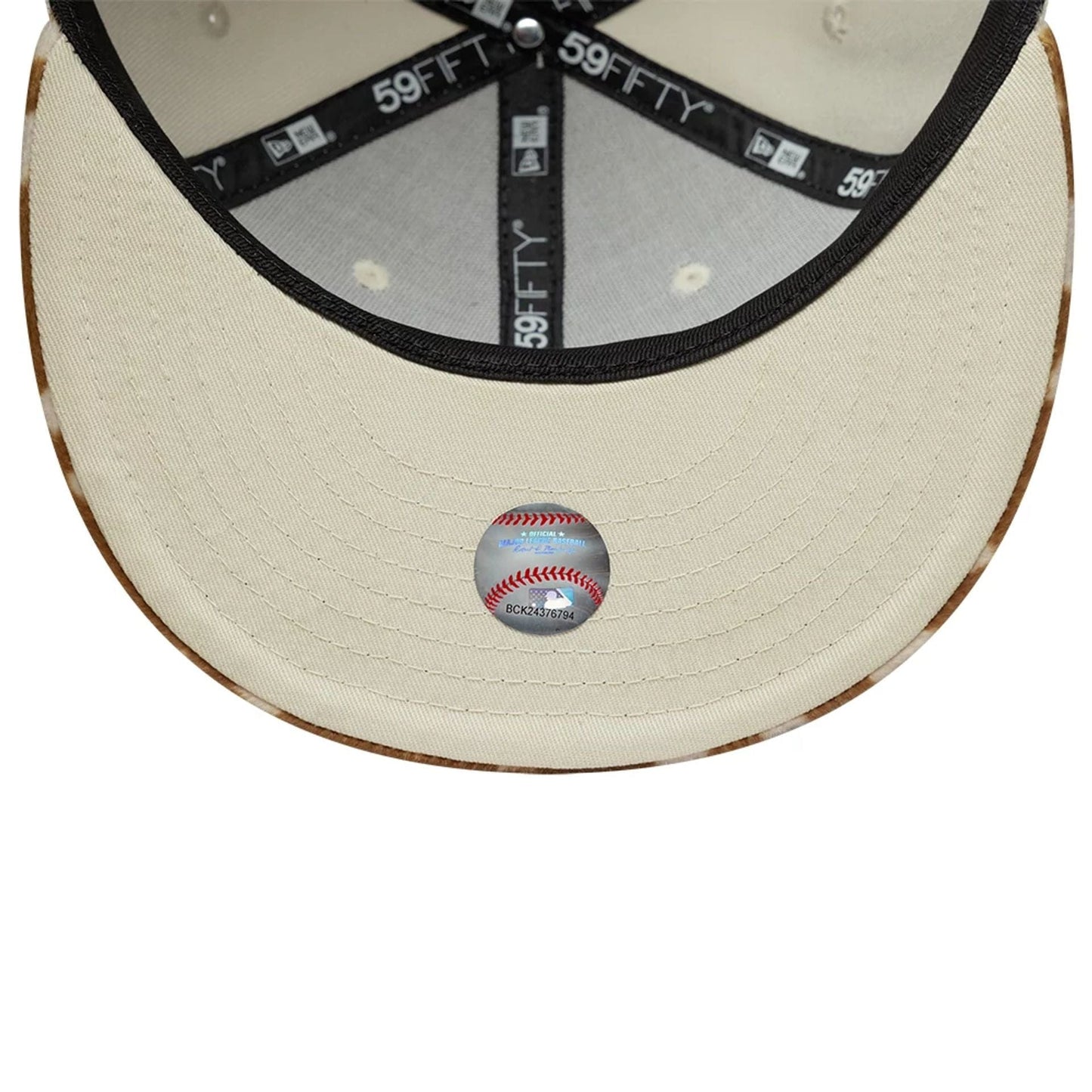 This is a LA Dodgers Animal Print Beige 59FIFTY Fitted Cap 7